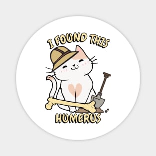 Funny cat is an archaeologist Magnet